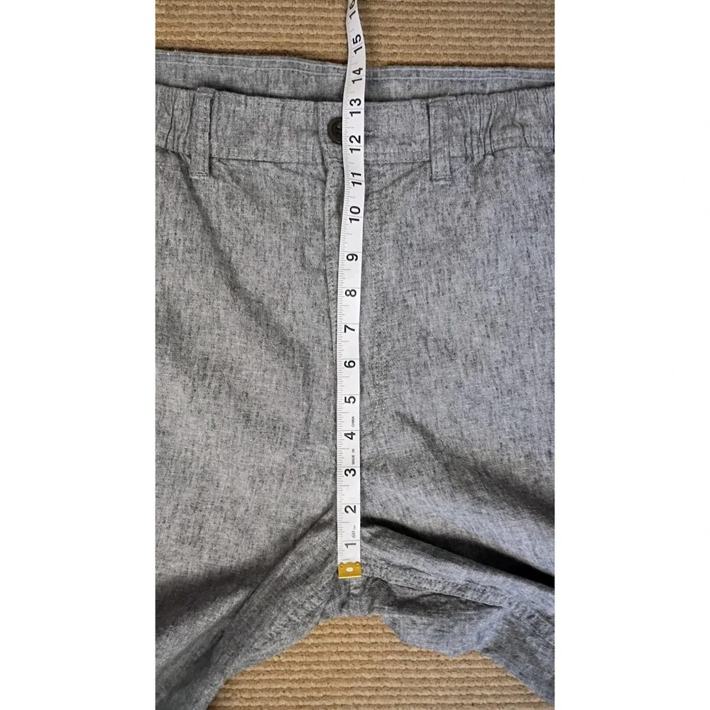 St. John's Bay Mens Linen Blend Elastic Waist Cargo Shorts Gray Sz 38